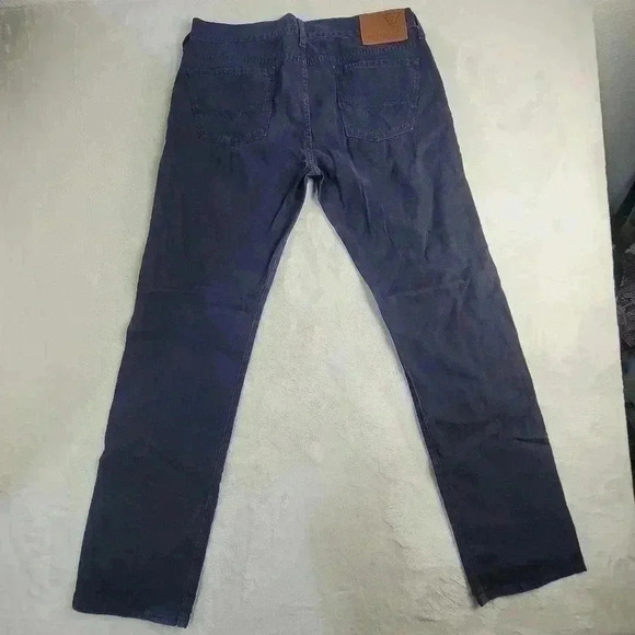 Guess Jeans Mens 34x32 Blue Denim Lincoln Slim Straight 5 Pocket Cotton Ribbed - Picture 2 of 10